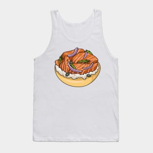 Salmon bagel cartoon illustration Tank Top